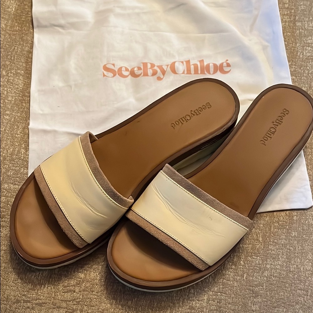 See By Chloe Women's Cream Slide Sandals